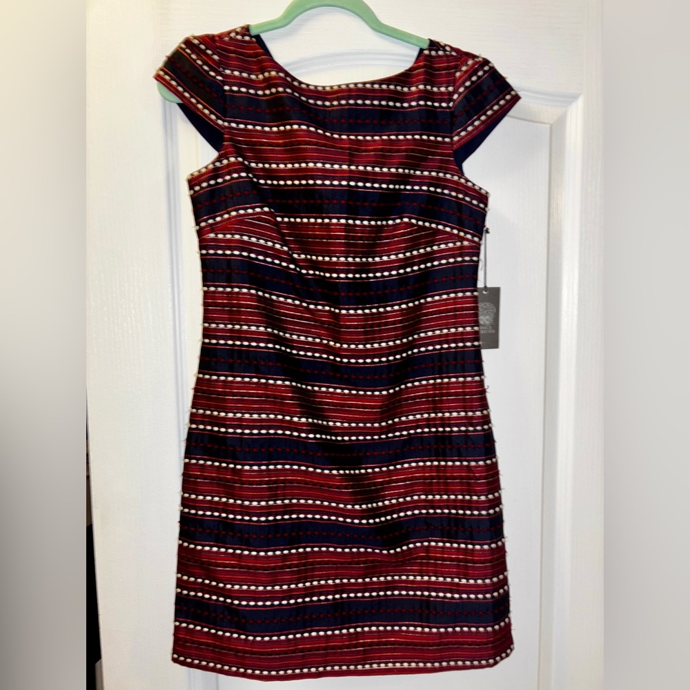 Vince Camuto Red and Black Striped Mini Dress